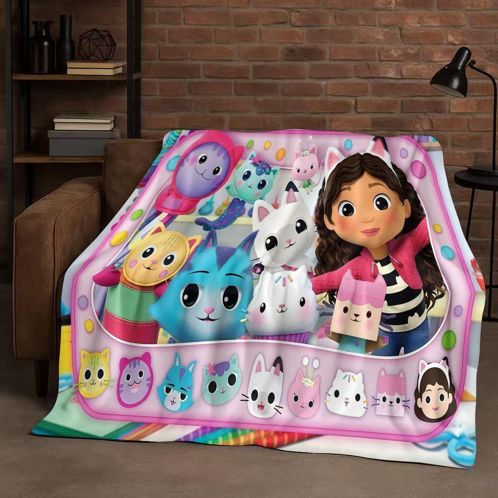 HD Niedliches Gabi's Puppenhaus Cartoon Flanelldecke, Ultra Weiche Warme Plüschdecke für Zuhause Schlafzimmer Bett Sofa Abdeckung Picknick Mädchen Geschenk