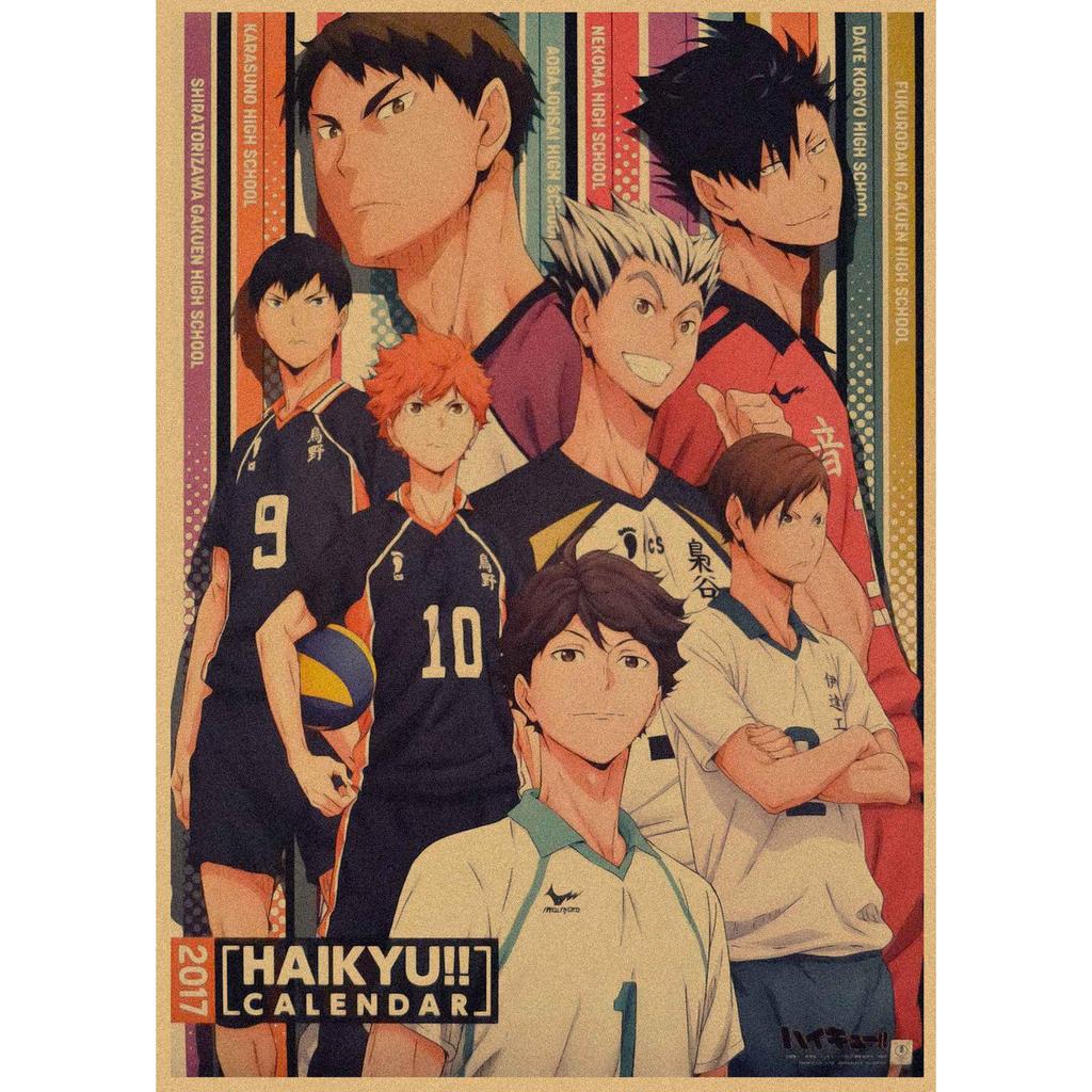 Haikyuu!! Retro Kraft Poster: Hinata Shoyo & Kageyama Tobio Decorative Wall Art