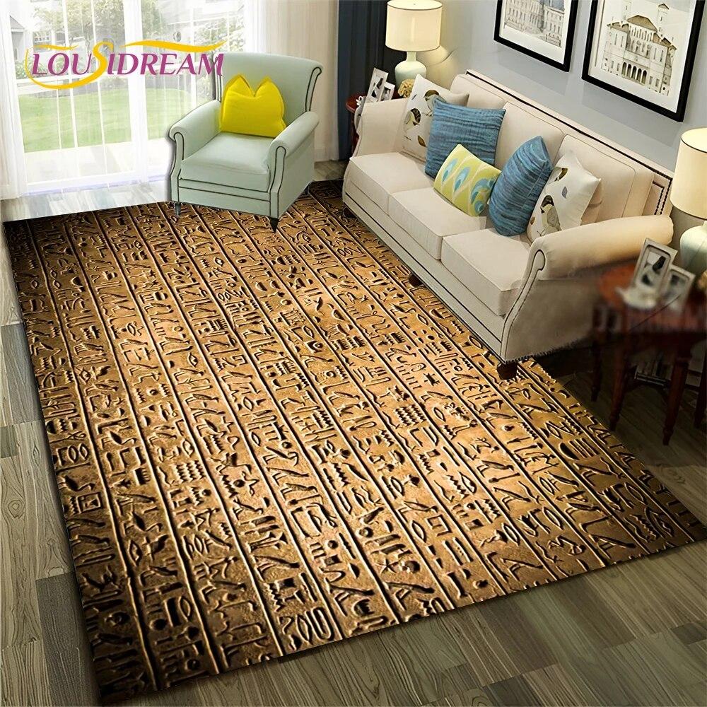 Ancient Egyptian Hieroglyphics Symbol Carpet Rug for Home Living Room Bedroom Sofa Doormat Decor,kid Area Rug Non-slip Floor Mat