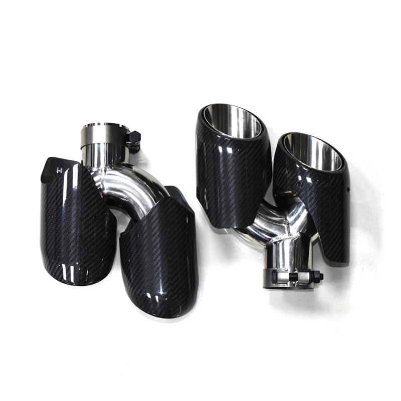 Porsche Macan 2014-21 Carbon Fiber Sporty Tailpipe Tips with Four Outlets for Cayenne