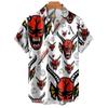 3D Totenkopf Party Hawaiianhemd Herren Lässig Locker Atmungsaktiv Sommer Herren Streetwear Kurzarm Strand EU Größe