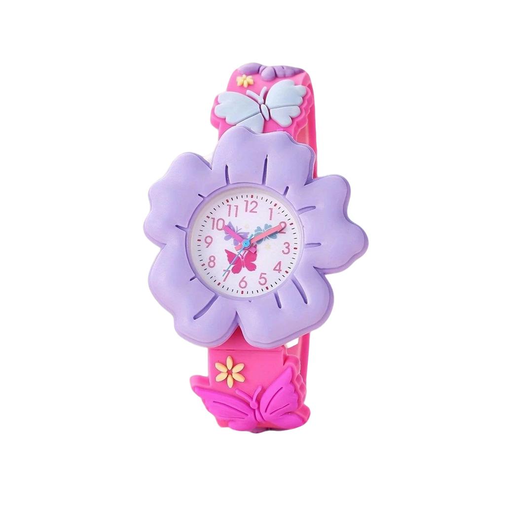 Children's Watch,Cute Floral Silicone Watch,Soft Silicone Waterproof Kids Wristwatch,Accurate-Quartz Cartoon Watch