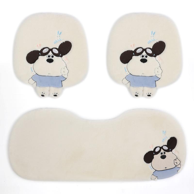 Winter Plush 3D Cartoon Car Seat Cushion - High-End Car Interior Decoration