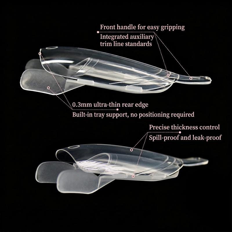 Dual Nail Forms 60Pcs Transparent Rocket Shape Full Cover Durable Nail Molds for Professional Nail Art Home Manicure Salon