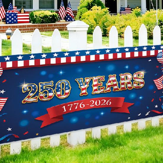 250th Anniversary Banner 6.5x1.5ft 250 Years of Freedom American Patriotic Decoration