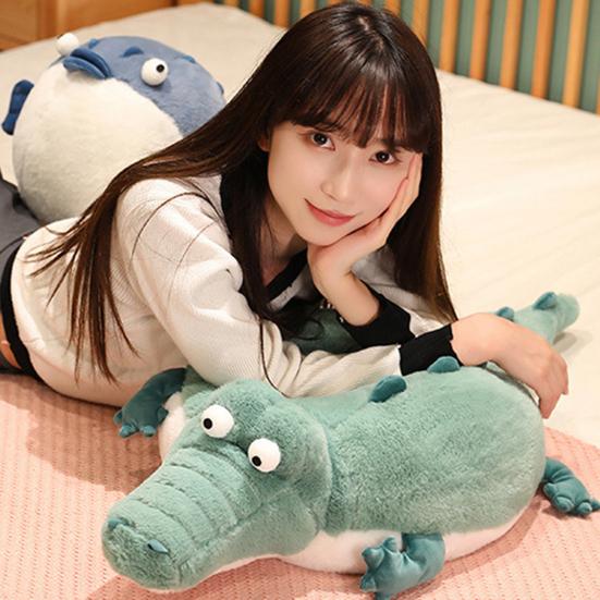 Stuffed Animal Doll Fat Body Cartoon Doll Plushie Appease Sleeping Pillow Sofa Ornament Cute Pufferfish Crocodile Plush Pillow Toy Christmas Gift