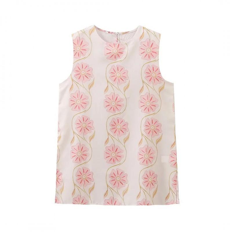 Womens Floral Print Sleeveless A-Line Dress Beach Vacation 2025