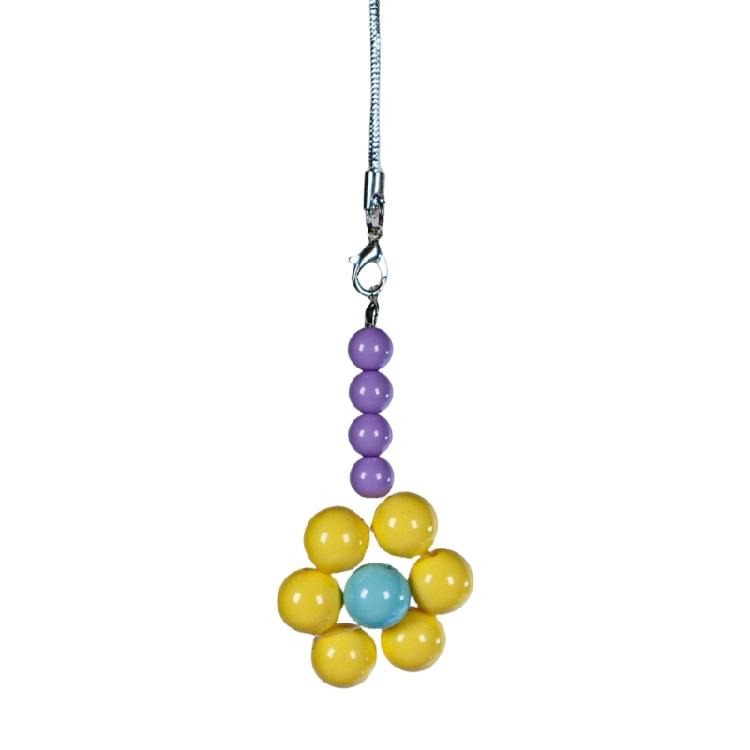 Colorful Bead Flower Pendant Phone Charm Hangings Rope Sweet Phone Chain Strap Bag Decoration Lanyard Keychain Accessory
