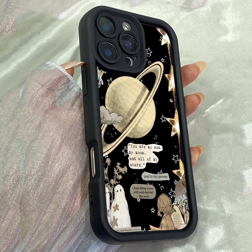 

JT257 Космос Луна Звезды Цитаты Любовь для iPhone 17 16 15 14 13 Pro Max Samsung S26 S25 Ultra A17 A16 A07 A56 A36 Xiaomi 15T Redmi 15c Note 14 Мягкий чехол for iPhone 5/5s чёрный