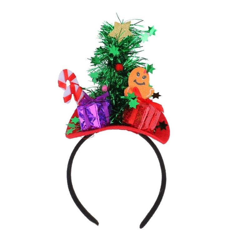 Set Of 4 Adjustable Size Headbands Christmas Themed Headwear Handmade Festives Costume Accessories Party Supplies