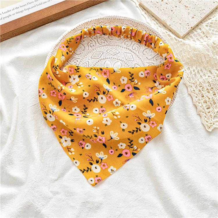 New Style Floral Countryside-style Headscarf Hairband Women's Stretchable Elastic Triangular Scarf Versatile Headband