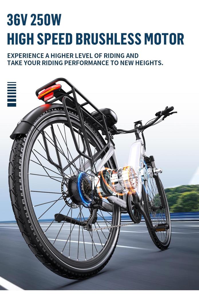 ONESPORT OT05 Pro Electric Bike 250W Motor 36V 22.5Ah Battery 700*50C Tires 25km/h Max Speed 140km Max Range Torque Sensor