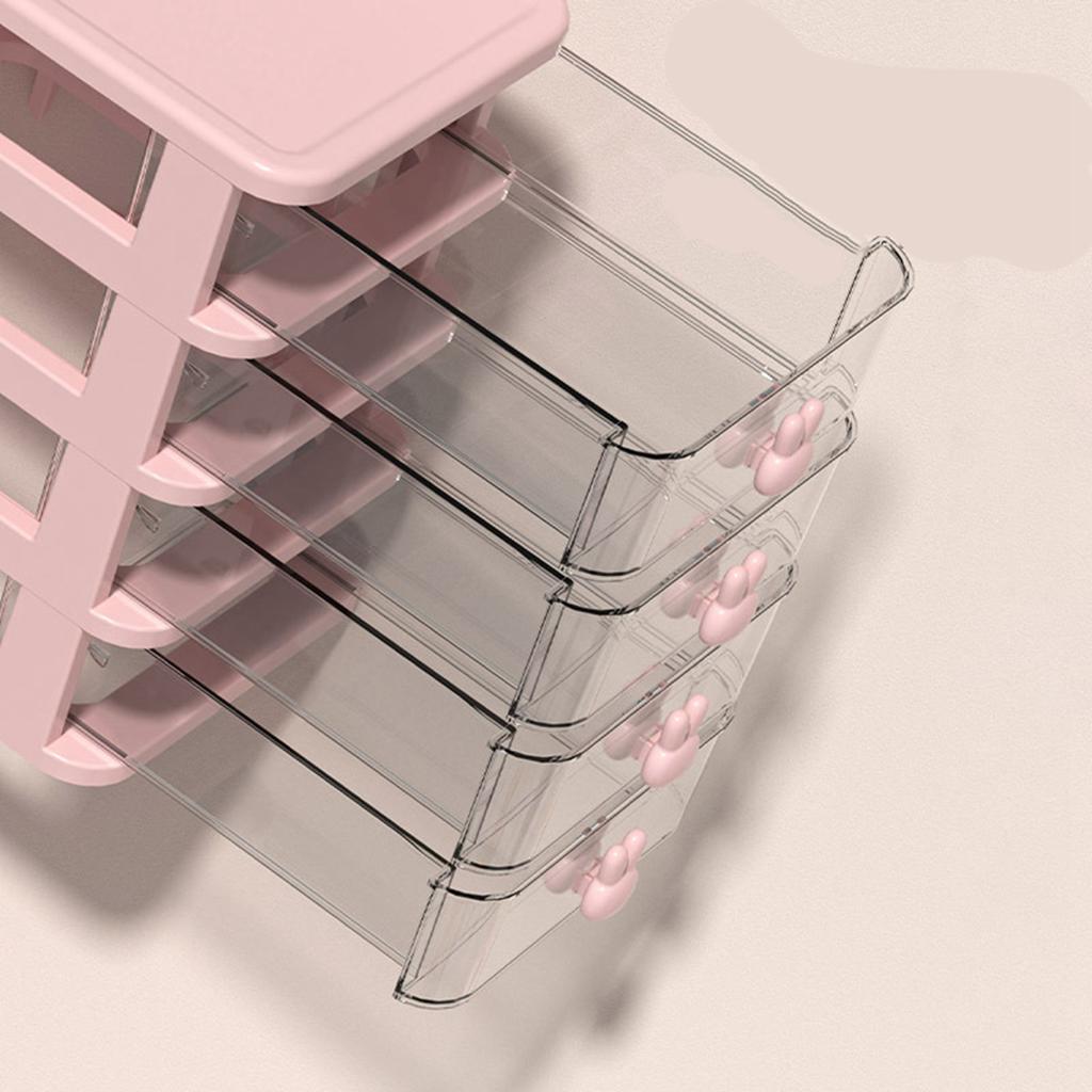 Boîte de rangement de bureau multi-niveaux en plastique transparent grande capacité poignée lapin tiroir organisateur pour livre stylo bureau