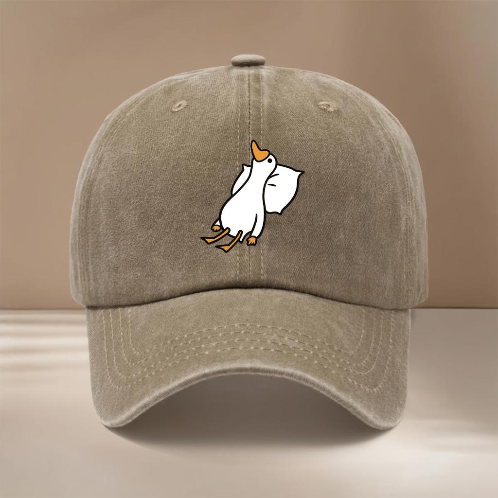 Trendy and Comfortable Adjustable Peaked Trucker Hat with Printed Flat Duck Pattern Baseball Cap
