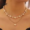 Dainty Necklace Bohemia Starfish Faux Pearl Lightweight Hypoallergenic Women Shell