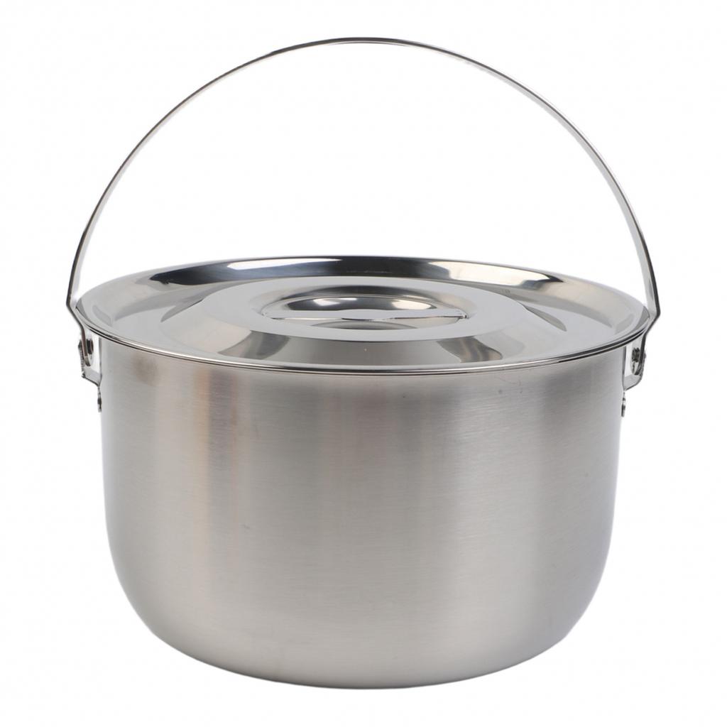 Camping Cookware Outdoor Cooking Stainless Steel Pot Fitting Lid