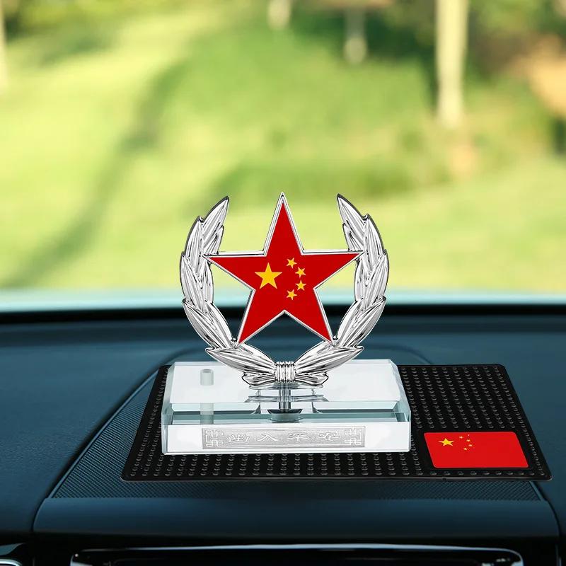 

Китайский стиль Подъемный сплав Китайский флаг Высококачественная стеклянная основа Украшение для автомобиля Красный флаг Украшения аксессуары для автомобиля забавные
