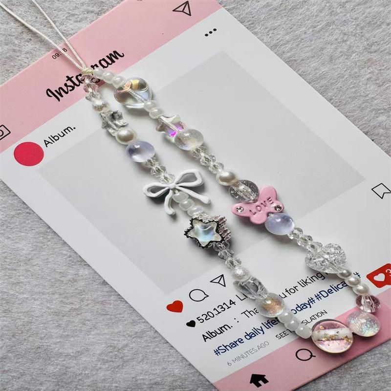 Pvc Butterfly Star Phone Lanyard With Beaded Design For Women And Men