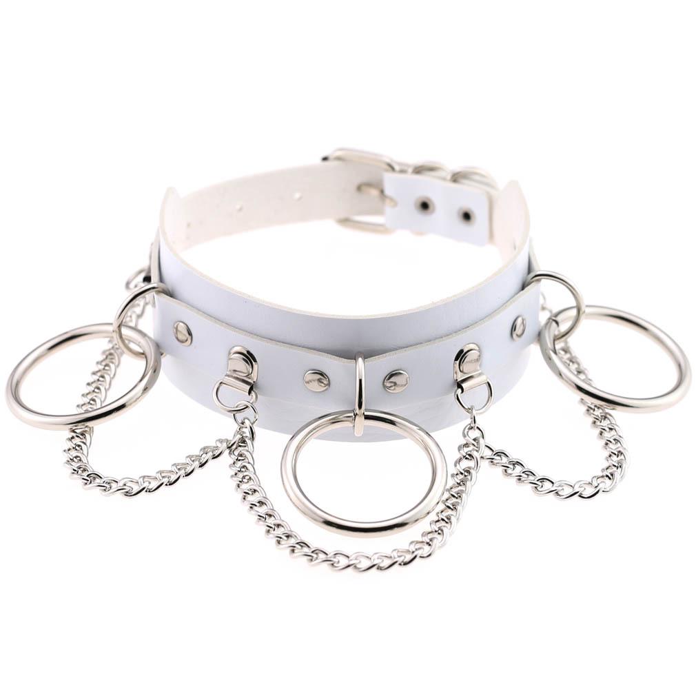 VaHppy Sex Toy Do Slave Collar Neck stainless steel + leather 43*5CM 140g 4colors Punk Fashion Cosplay SM  Sex games bondage
