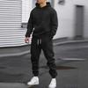 Autumn and winter new men's hooded sweater set solid color sports and leisure set hoodie two-piece set