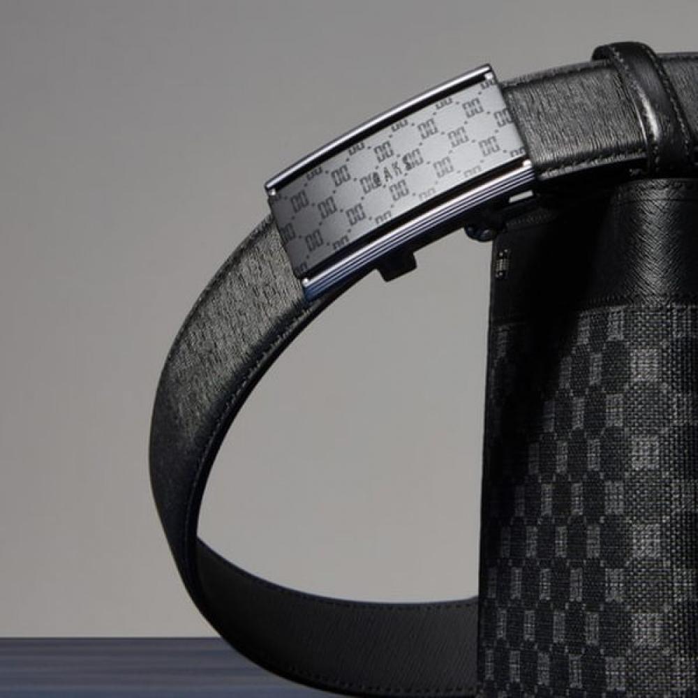 Daks Черный кожаный автоматический ремень с матовой пряжкой и узором Dd Single option