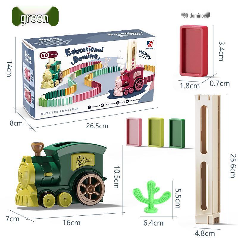 Educational Electric Train Toy with Automatic Domino Setup and Sound & Light Effects
