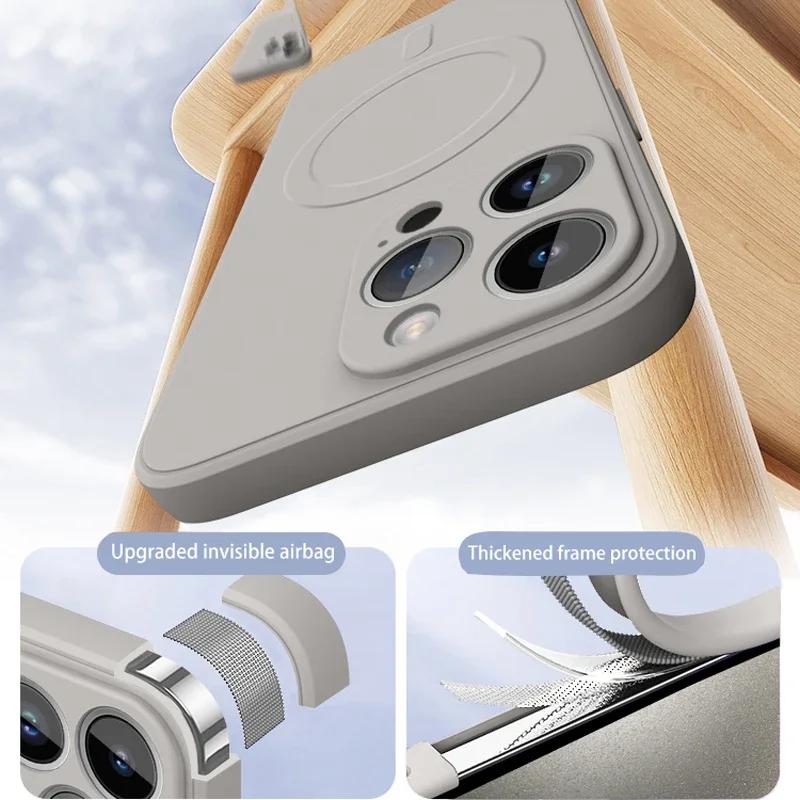 Per Custodia di Ricarica Wireless Magnetica Magsafe Per iPhone Air 17 16 Pro Max 16E 15 Plus 16Pro Cover Posteriore Morbida in TPU Silicone Liquido
