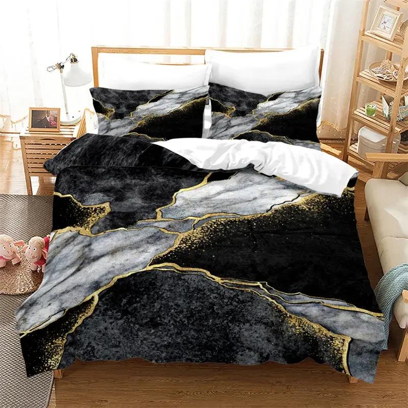 Marmor Påslakanset Geometriskt Sängklädesset Abstrakt Konst Quiltöverdrag King Twin Full Queen För Vuxna Barn Flickor Sovrumsinredning