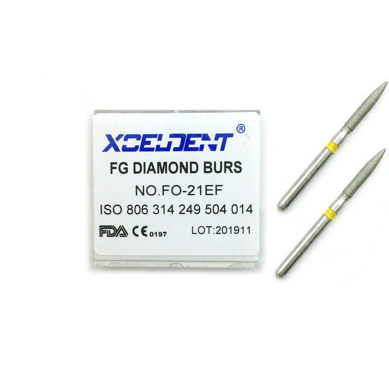 10 sztuk diamentowe wiertła dentystyczne płomień Ogival End Type Dia-burs do High Speed Handpiecess Medium FG 1.6mm FO-21EF