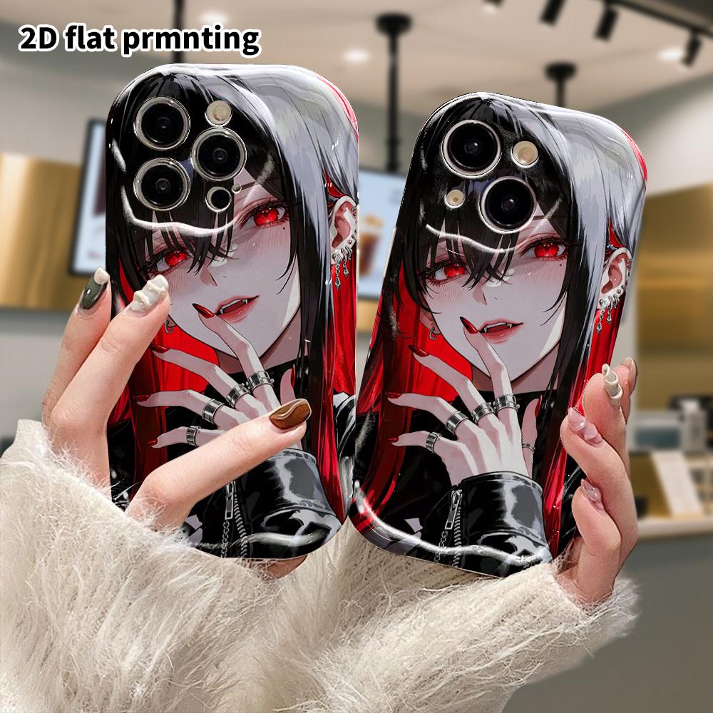 Phone Case: 2D flat, suitable for iPhone 18 17 16 15 14 13 12Pro protective case, vampire girl, perfect Christmas and Halloween holiday gift