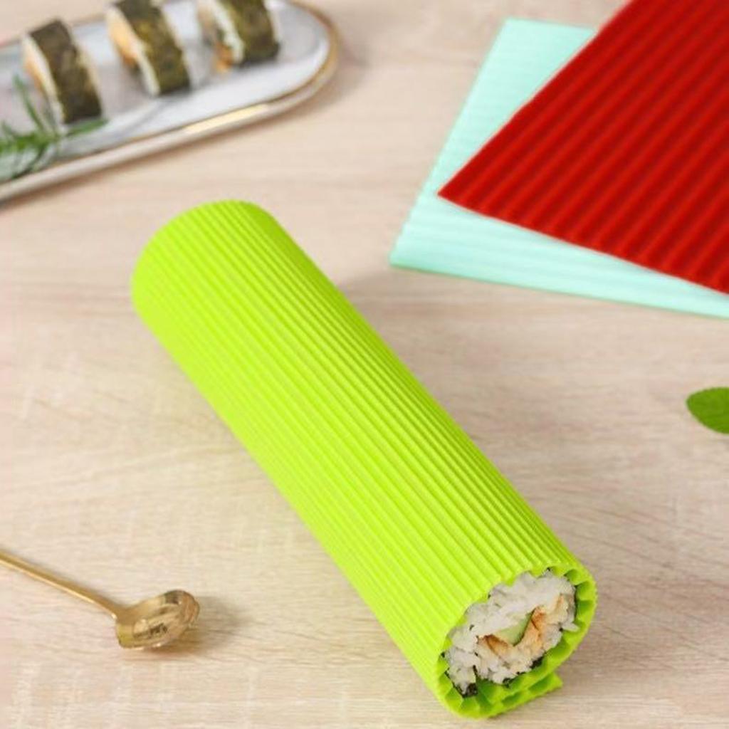 2pcs Bamboo Pattern Hand Roll Mat Easy To Clean Sushi Curtain Rolling Mat 8.6x7.8Inch for Kitchen Gadgets Cooking Accessories