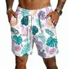 Pantaloncini Leggeri da Uomo con Coulisse Asciugatura Rapida Vestibilità Rilassata Cinque Tasche Pantaloncini Casual Stampa Hawaiana per Estate Spiaggia Outdoor