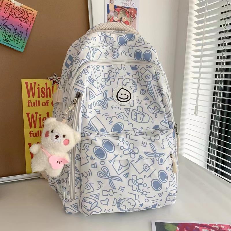 Schoolbag Japanese school bag female ins niche Harajuku graffiti design backpack junior high school college student large capacity backpack female