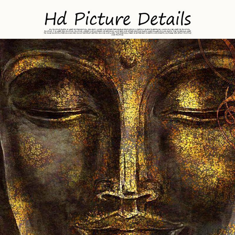 Gold and Black Face Buddha Oil Painting On Canvas Cuadros Posters and Prints Scandinavian Wall Art Picture for Living Room Decor