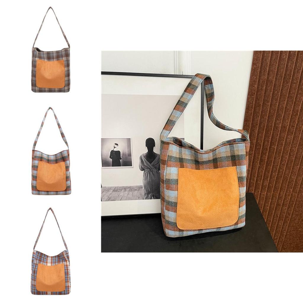 Street Style Plaid Shoulder Bag For Daily Use With Magnetic Closure And Phone Pocket