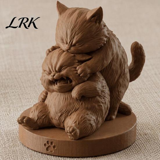 Desktop Cat Ornament Frolicking Cats Figurine, 3D Printed Playful Statue, Cute Funny Decoration Collectible Kitty Sculpture Gift for Lovers Paw Print