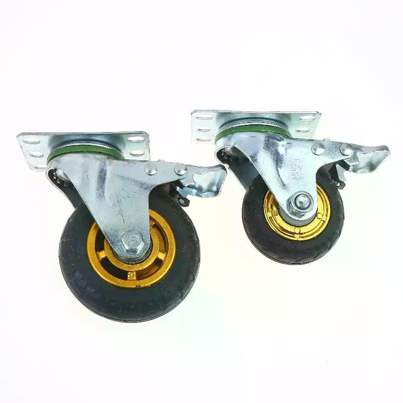 

3/4-Inch Silent Rubber Caster Wheels with Brakes - Scratch-Proof Soft Tread for Home & Office Floors 3inch directional