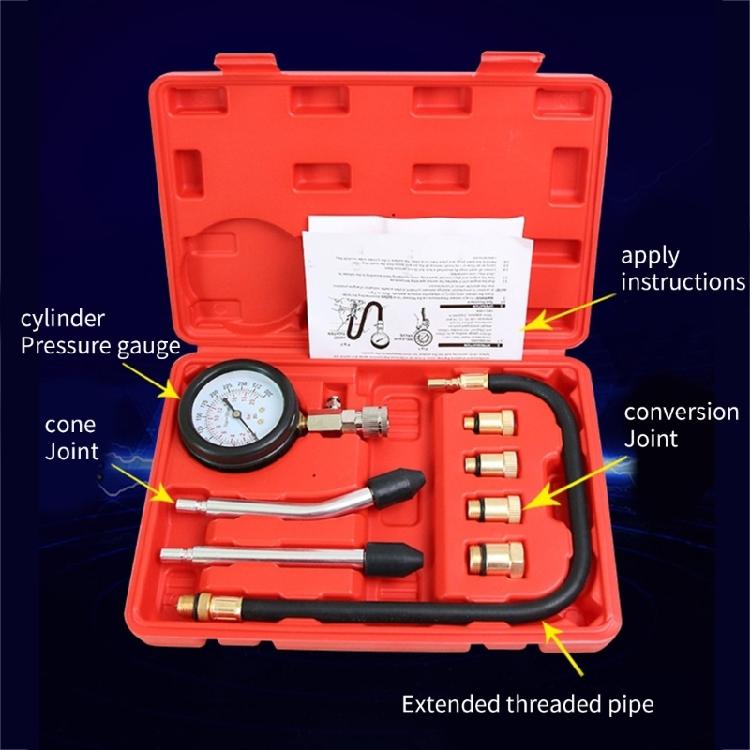 8Pcs Auto Tool Gauges Compression Tester Petrol Engine Pressure Gauges