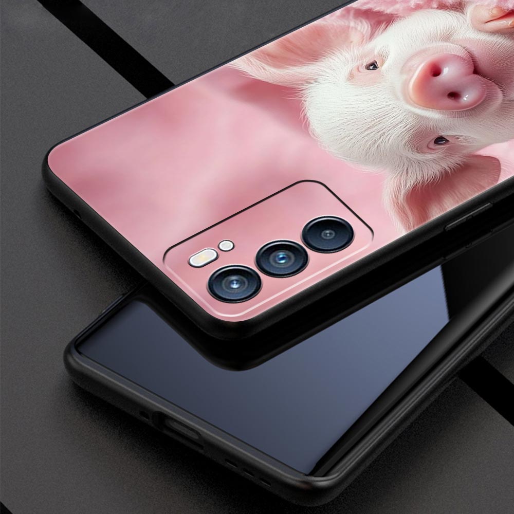 Cute Pig Phone Case For Oppo A17 A31 A54 A57 A78 A79 A98 Find X5 X6 Reno 6 7 8 10 11 12 13 F Pro 5G Soft TPU Cover Fundas Capas