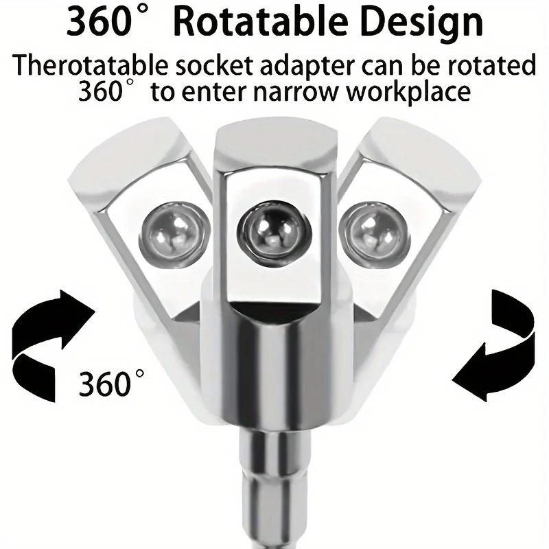 Burghiu electric 360° Șurubelniță pneumatică Manșon Adaptor Universal Mâner Hexagonal la Cap Pătrat Adaptor Rotativ Tijă de Conectare Unealtă