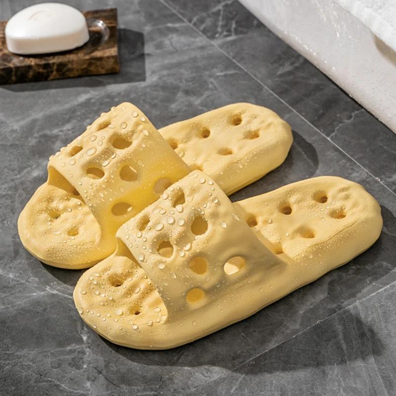 

Fashion Women s Quick-dry Bathroom Slippers For Home Use Summer Couple Slippers EVA Light Soft Men s Hotel Indoor Shoes 44-45 жёлтый