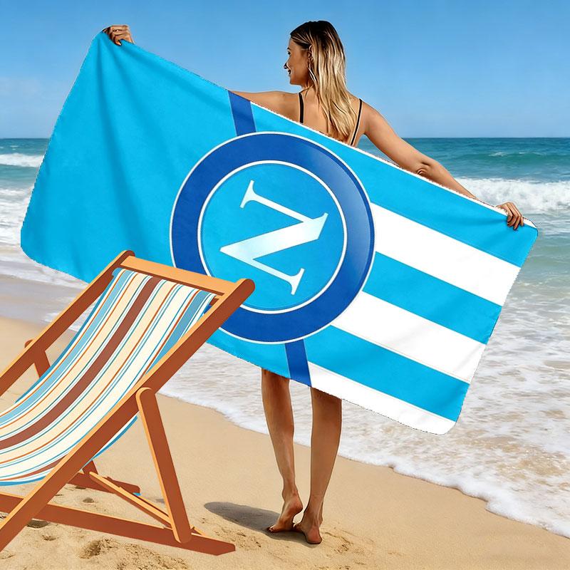 SSC Napoli Baskılı Plaj Havlusu, Plaj Kamp Yüzme İçin Büyük Yumuşak Hızlı Kuruyan Havlu