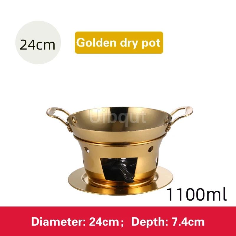 Dry pot Solid liquid Thickened stainless steel commercial pot Household suit pot big cooking Alcohol stove small hotpot