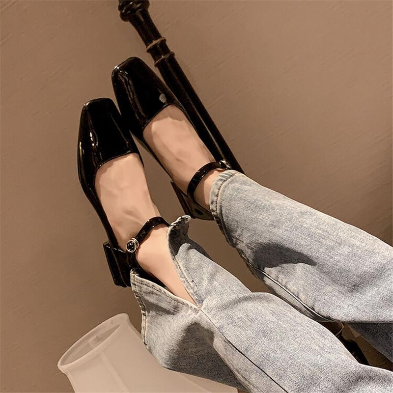 

Туфли Мэри Джейн с ремешком на щиколотке, женские туфли для косплея и свиданий, повседневные танцы, мягкие удобные туфли-лодочки на массивном низком каблуке, осенне...