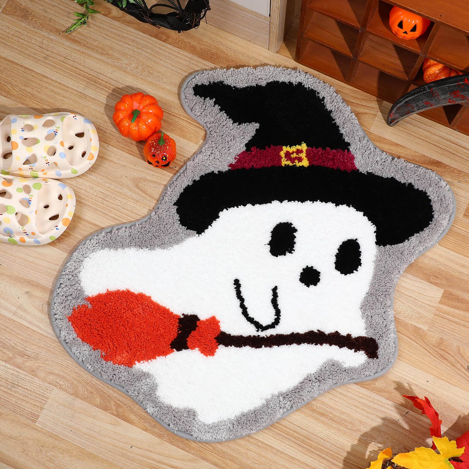 Halloween Badmatten Leuke Geest Badmat Antislip Schattig Spookachtig Zacht Wasbaar Geest Douche Vloermat voor Huisdecoratie 50X60CM(1.6X2FT