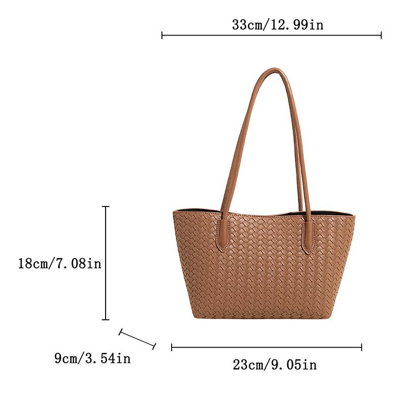 Woven Tote Bag for Women Large Woven Handbag Soft Leather Shoulder Bag Work Shopper Travel Tote Bag with Purse KTB