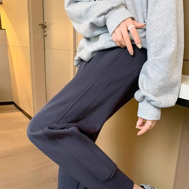 Pantaloni de damă căptușiți cu fleece, toamnă-iarnă, croială largă, îngroșați, casual, îmbrăcăminte exterioară caldă