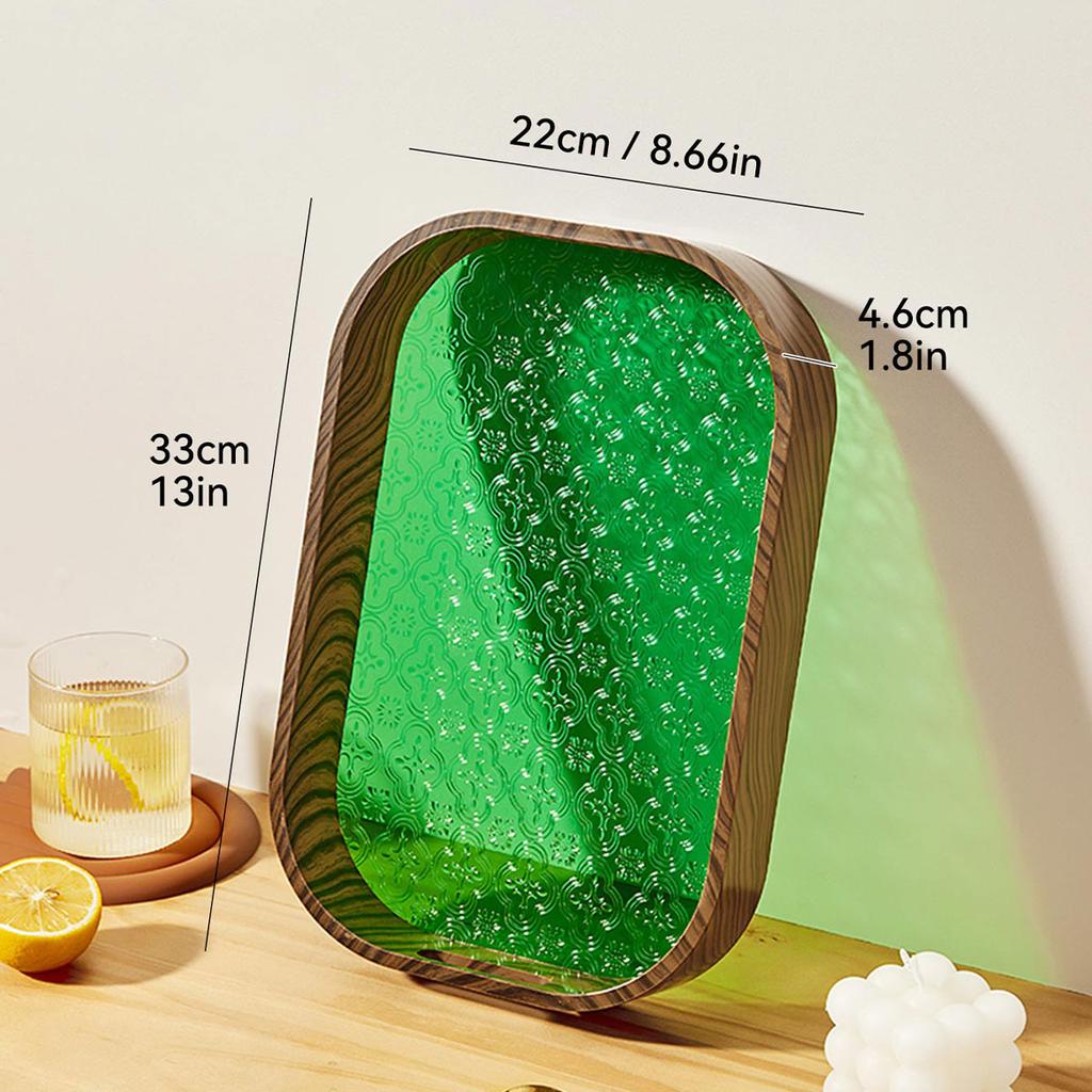 Tavă de servire din plastic, imitație de lemn, tavă de depozitare, farfurie pentru deserturi cu fructe, retro, begonia, organizator de flori, tavă pentru ceai