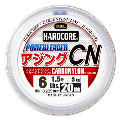 DUEL Carbon-Nylon-Schnur, 6 lbs., Hardcore Power Leader, Ajing Carbon-Nylon-Schnur, 20m, 6 lbs., Natural Clear, für Stöcker und Felsenfische, H3636