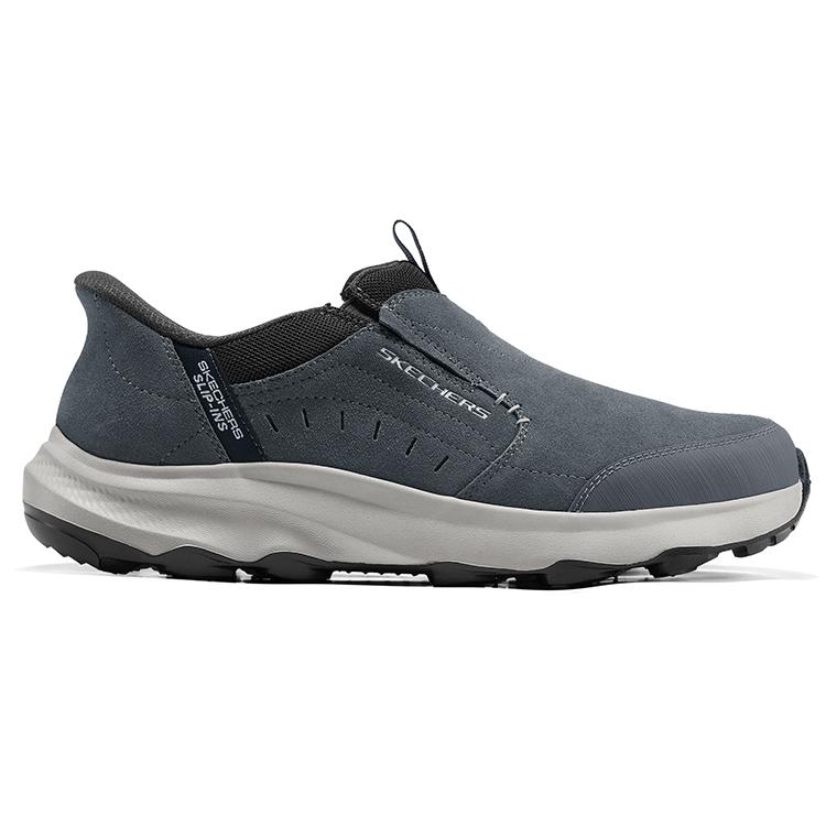 Skechers Slip-In Casual Flash Shoes Thick Sole Comfortable Low Top Lifestyle Shoes Men sneaker Gray 237786-GRY